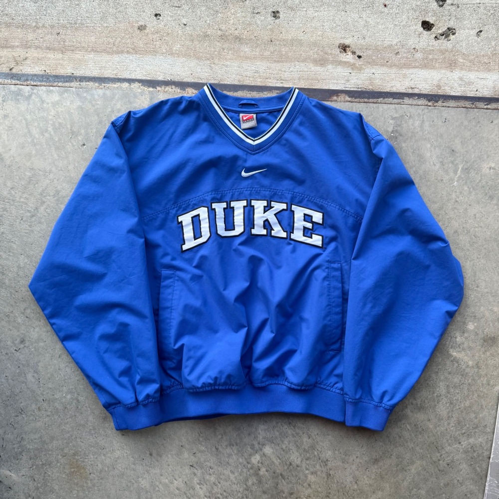Vintage Nike Duke Blue Devils Windbreaker Pullover Blue V-Neck Mens Small